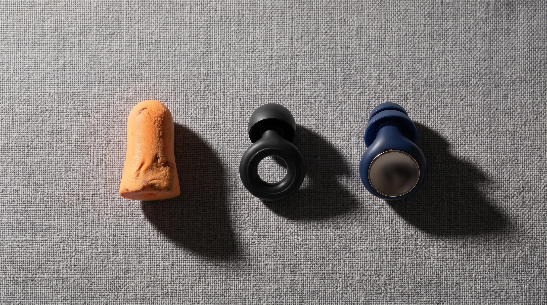 All fourteen earplugs tested side by side